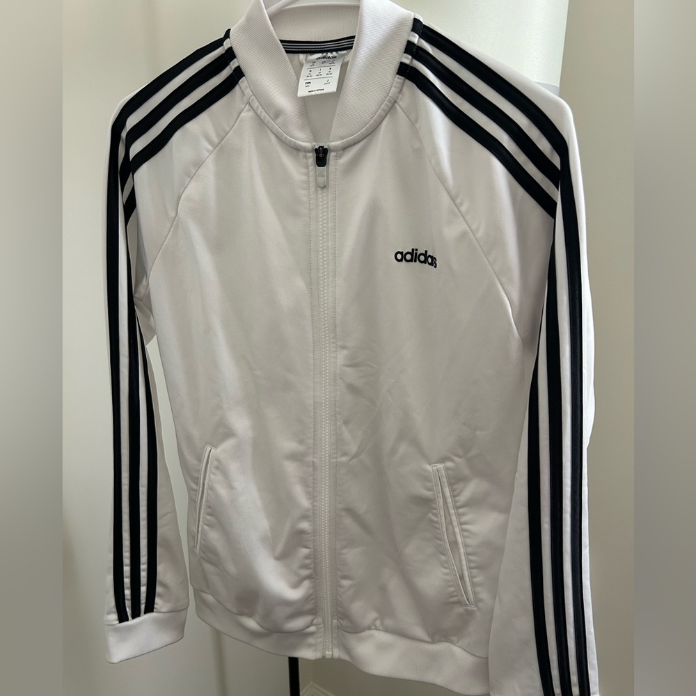 White and Black Adidas sweater